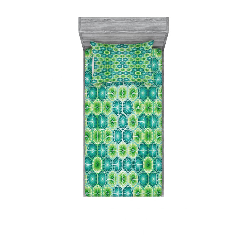 Microfiber Abstract Sheet Set, Twin XL Sheet Set with Fitted Sheet