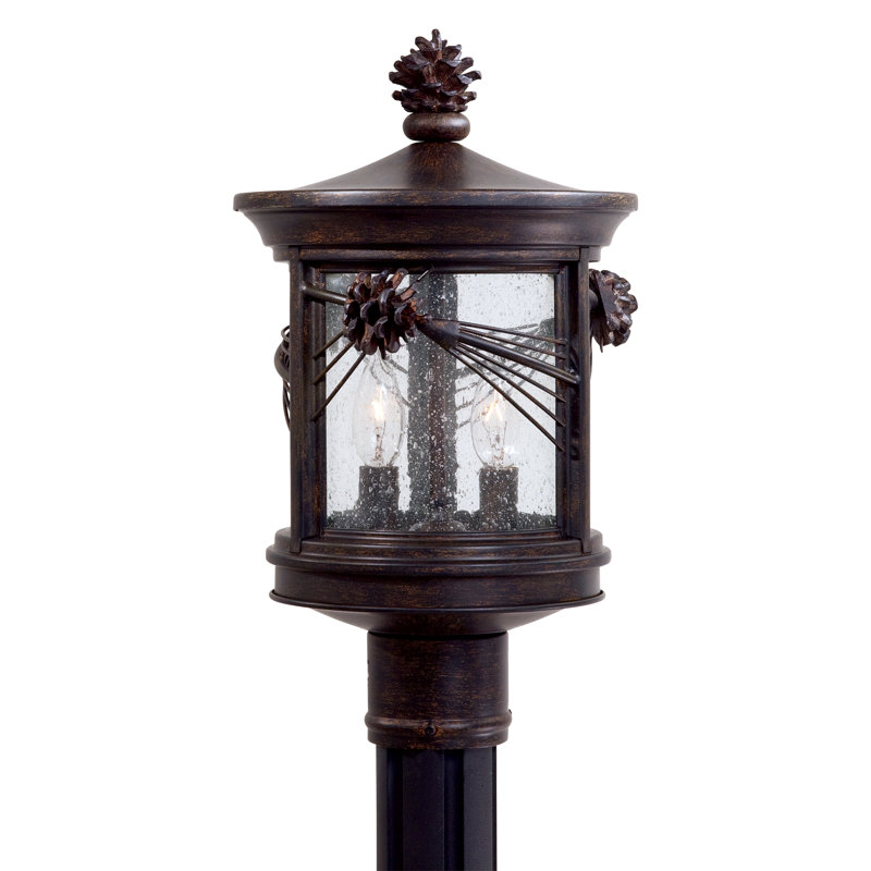 Iron Oxide Outdoor Lantern with Seeded Glass Finish