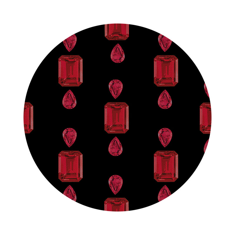 Gem Rubys Crimson Vegan Leather Round Coasters, Black