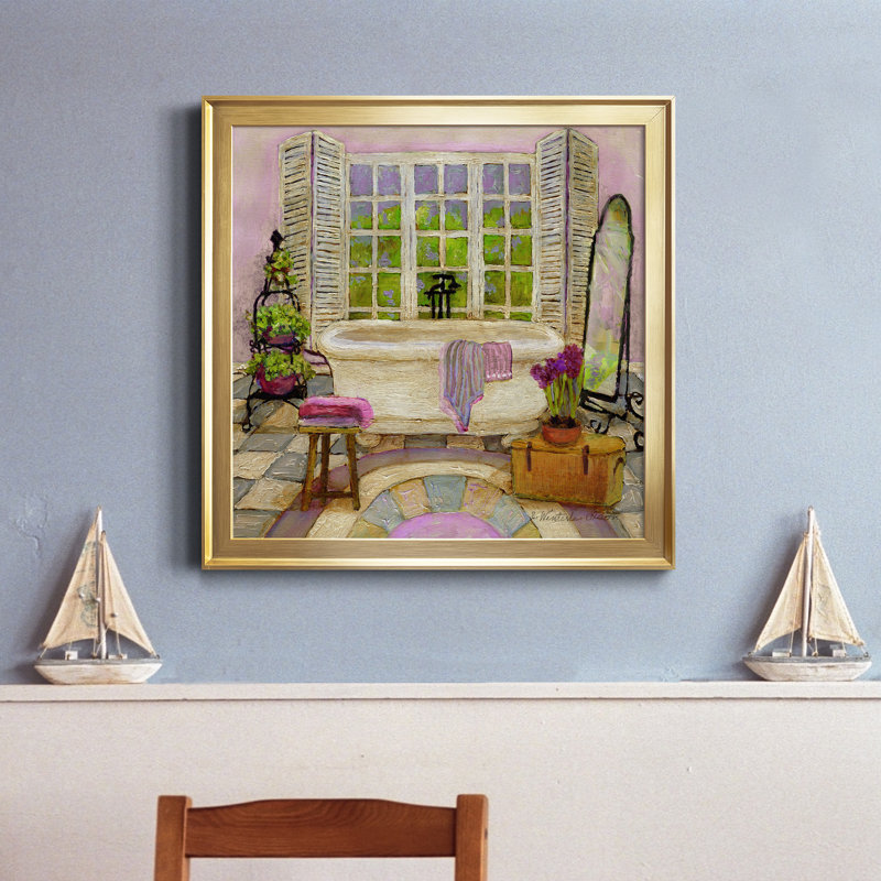 Sunny Day Bath II - reproduction d'art sur toile, H 17,5 po x l 17,5 po x P 1,5 po, Toile encadrée dorée