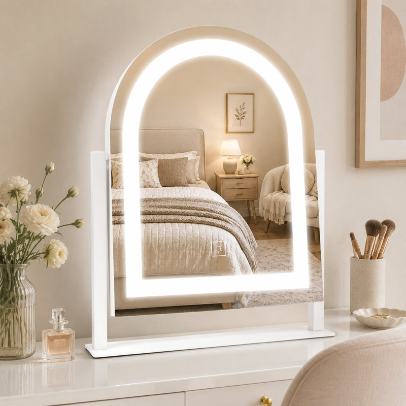 Miroir de maquillage lumineux, commande tactile, 3 modes de couleur