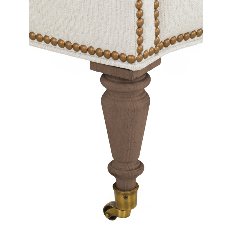 Upholstered Armchair, Hazelnut, Small Brass, 1115 Saddle