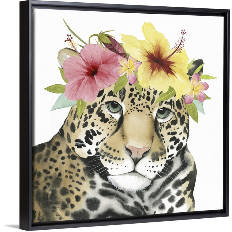 Art de halo tropical vi Shadle, H 24 po x l 24 po x P 1,75 po, Cadre flottant noir