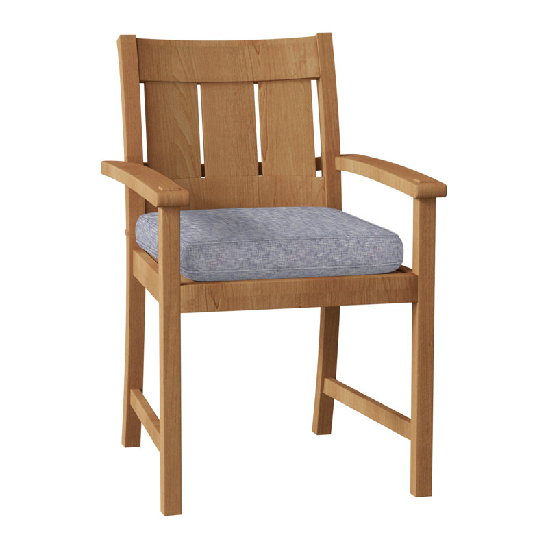 Croquet Teak Patio Dining Armchair with Cushions, Natural Teak, Welt, Bali Pearl
