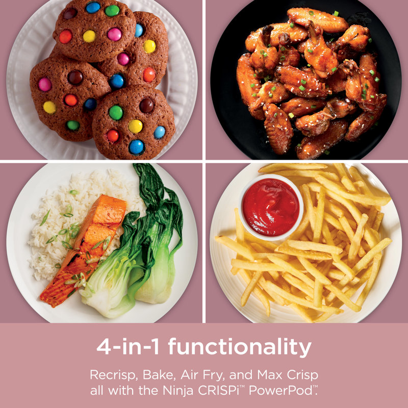 Ninja Crispi 4-in-1 Portable Glass Air Fryer Cooking System, 4 QT & 6 Cup Glass Containers with Storage Lids, Easy Meals, Microwave, Freezer & Dishwasher Safe, Air Fry, Bake, & More
