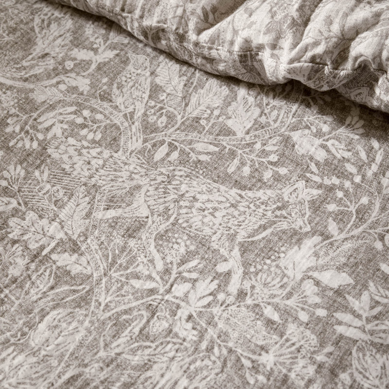 Cademuir Cotton Floral Duvet Cover Set with Pillowcases, Single Duvet Cover + 1 Standard Pillowcase, Brown