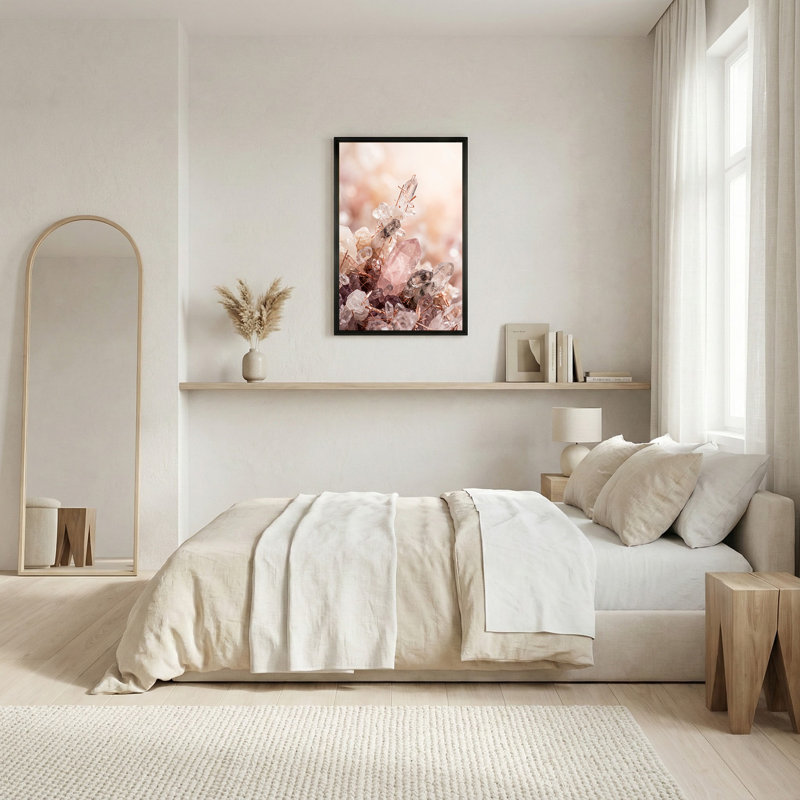 Art mural sur toile rose et transparent avec des accents de cuivre, 24"H x 16"W