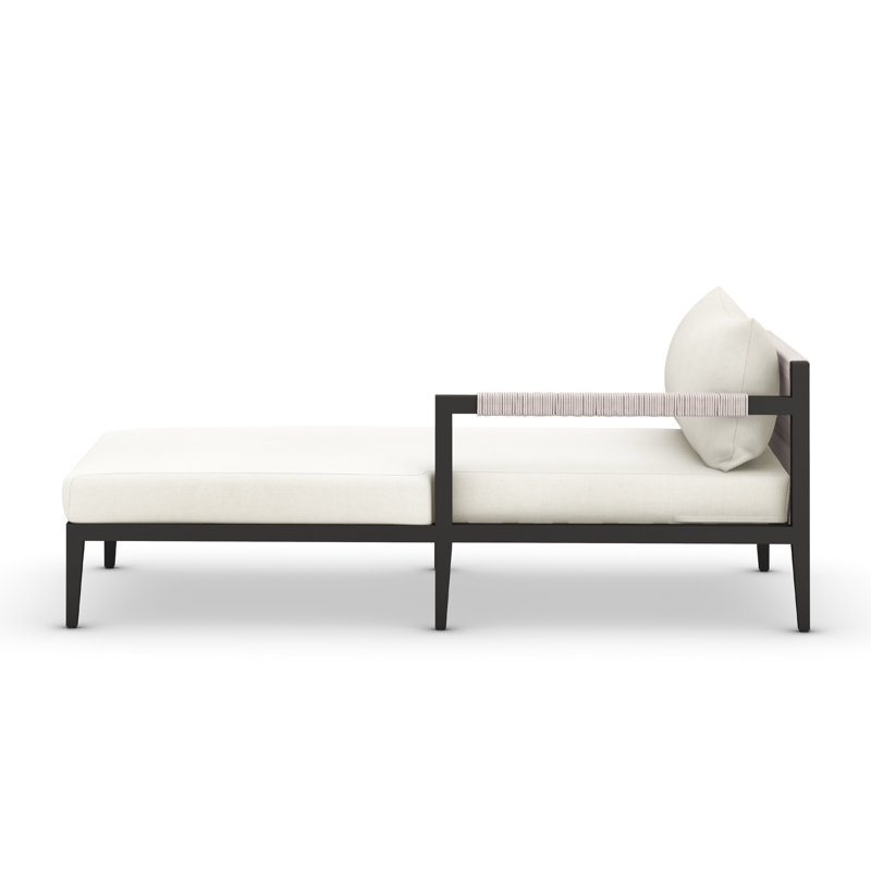 Nida Teak Outdoor Raf Chaise, Mélange de polyester ivoire, Bronze