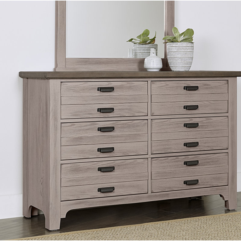Commode double 6 tiroirs avec miroir Erving, Gris Douvres