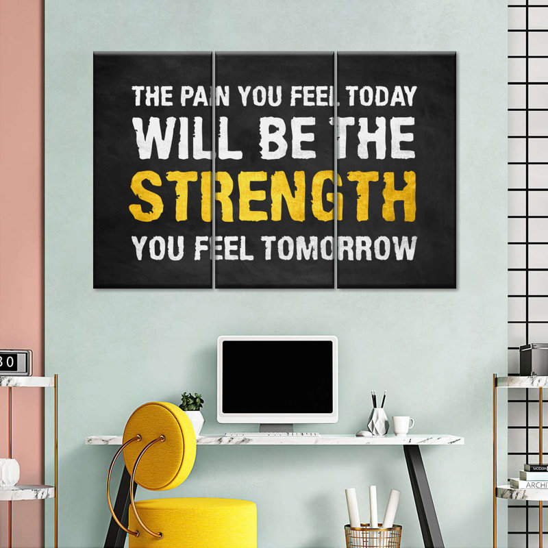 Motivation, typographie, inspiration, gymnastique sur toile, ensemble de 3 pièces, H 36 po x l 57 po x P 1,25 po
