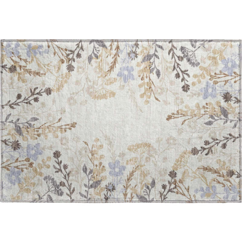Tapis floral lavable à la machine de qualité supérieure Mayfield AMF2334, Ivory, 2 pi 6 po x 3 pi 10 po