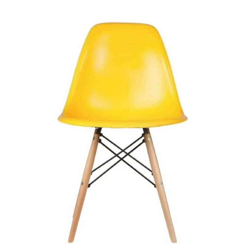Chaise Hrileena Leffie avec pieds naturels, Jaune, Naturel