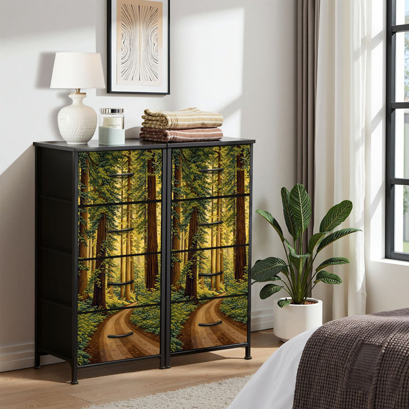 4 Drawer Dresser for Bedroom, Narrow Chest of Drawers, Wooden Top and Study Iron Frame 18"x37.5"-(WxH)