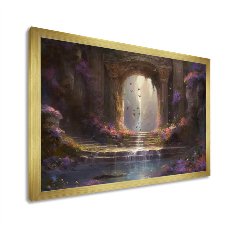 Naylen Under Water Cave Oasis sur toile, H 12 po x l 20 po x P 1 po, Encadrement doré