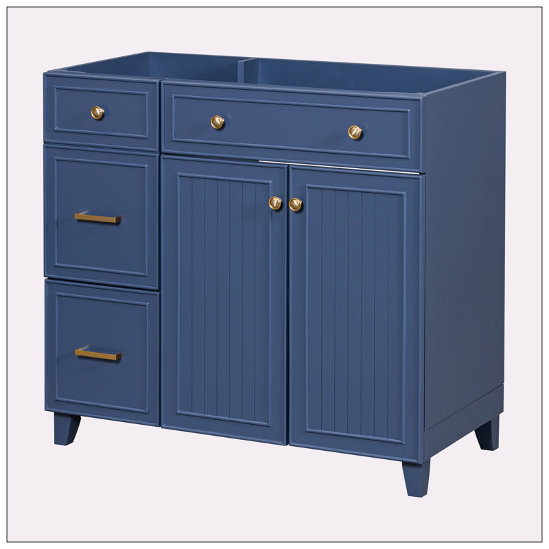 35.43'' Single Bathroom Vanity Base Only, Navy Blue