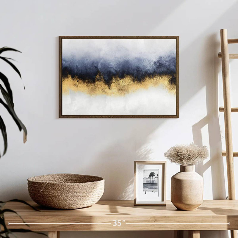 Ciel I, 19 po x 13 po, Cadre flottant noyer
