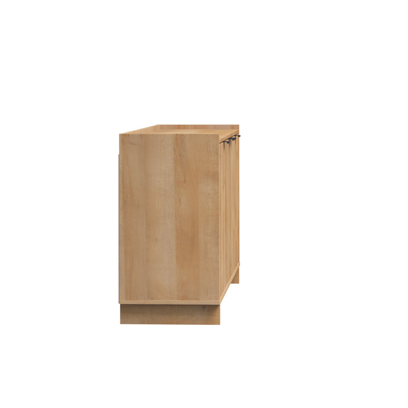 Oak 4-Door Light Wood Accent Cabinet with Adjustable Shelves