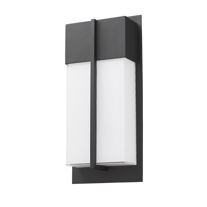 Applique murale d'extérieur 2 lumières en noir, H 13 po x l 6 po x P 3,5 po