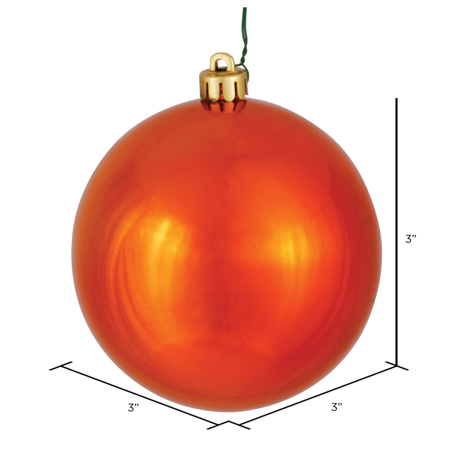 Holiday Décor Ball Ornament, 3" H x 3" W x 3" D, Burn Org