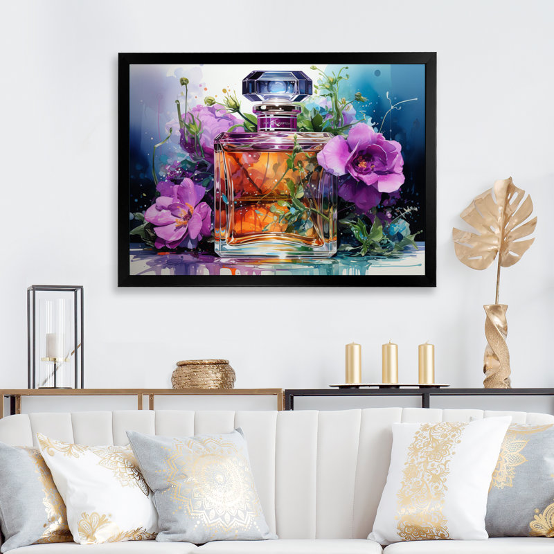 " Perfume Vibrant Elegance IV ", Black Floater Framed, 24" H x 32" W x 1" D