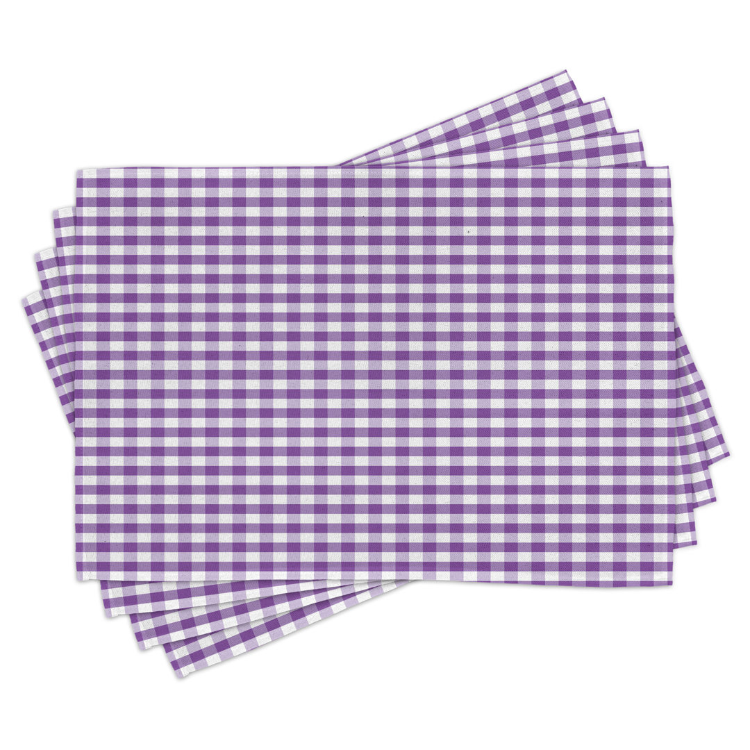 Platzmatten, Gingham Vintage Style, Kariert, Weiß Lila