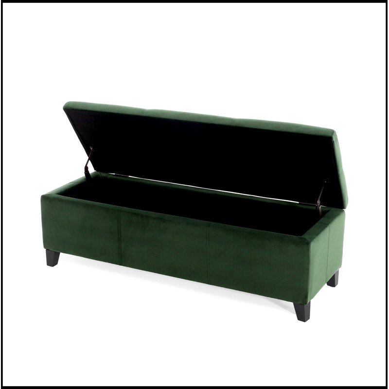 Banc rembourré avec rangement rabattable, Vert forêt