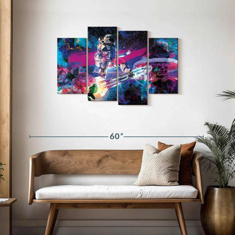 Oberle Astronaut And Peonies, 27" H x 43" W