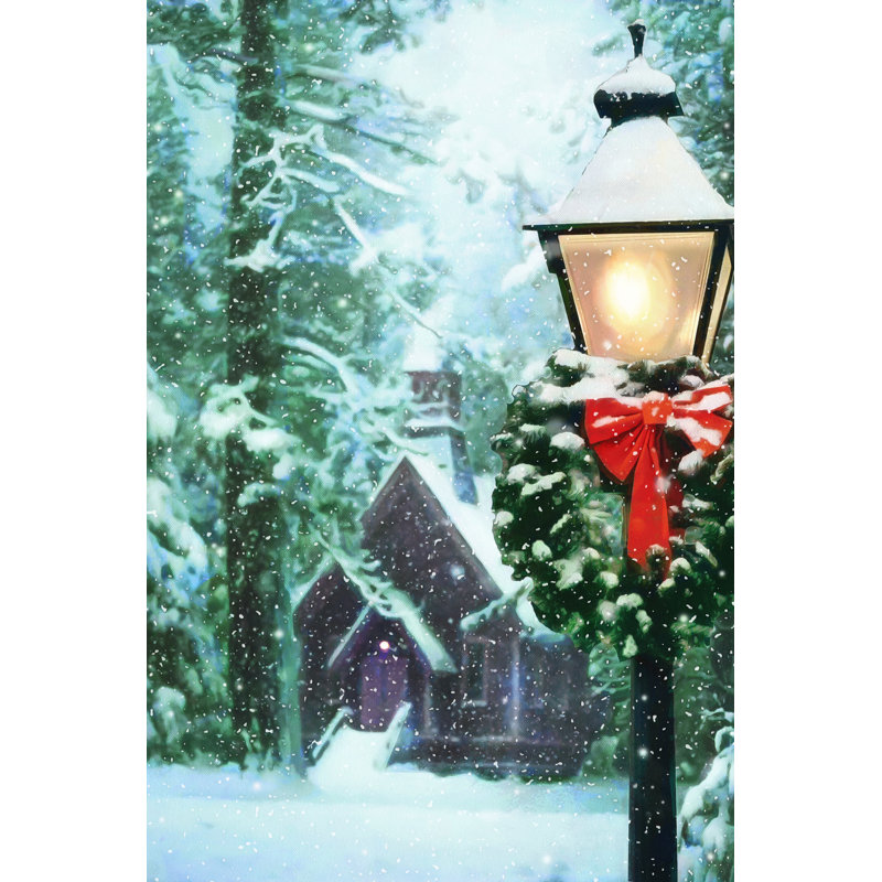 Snowy Christmas Church - Wrapped Canvas Print, 30cm H x 20cm W x 3.8cm D