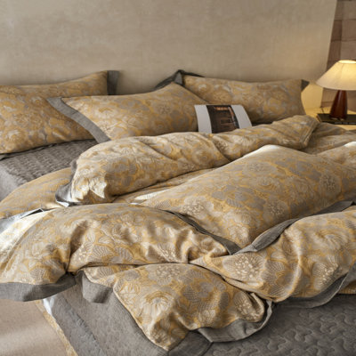 Ensemble de housse de couette rétro en jacquard de coton et lin texturé