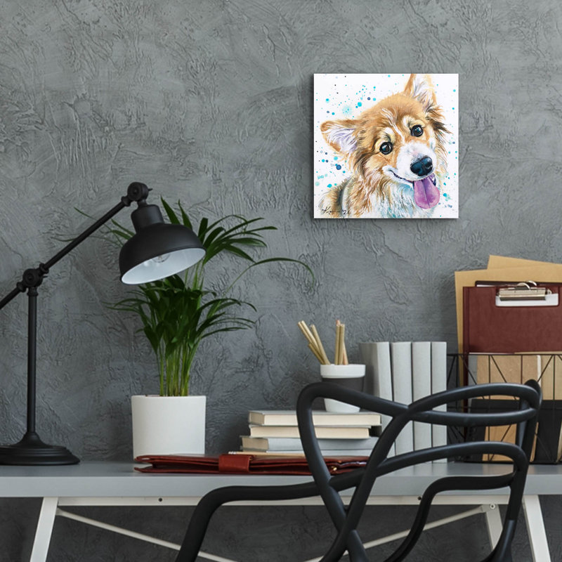 Art mural en verre Red Barrel Studio «Rainbow Dogs Corgi Puppy» par Lindsay Kivi, H 12 po x l 12 po x P 0,13 cm