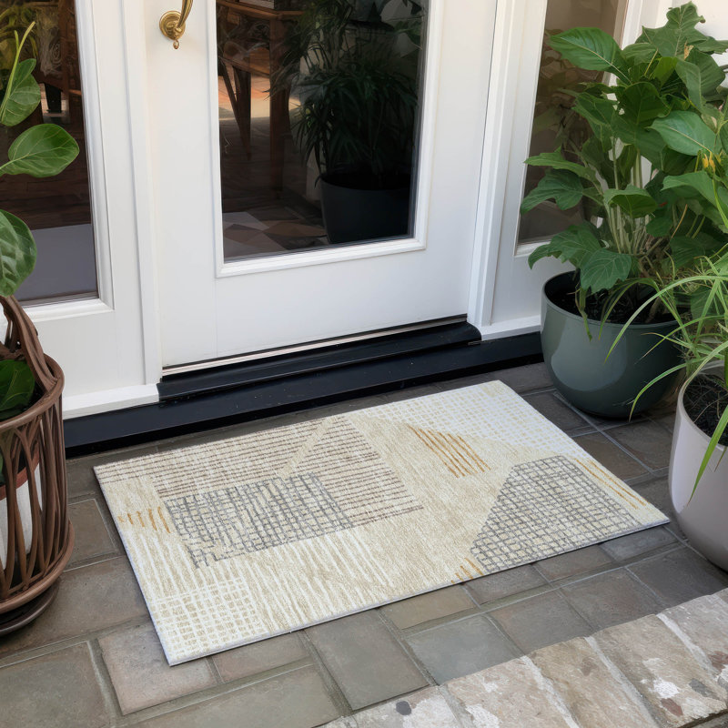 Machine Washable Indoor/Outdoor Hovey ACN2270 Stripes Rug, Rectangle 1'8" x 2'6"