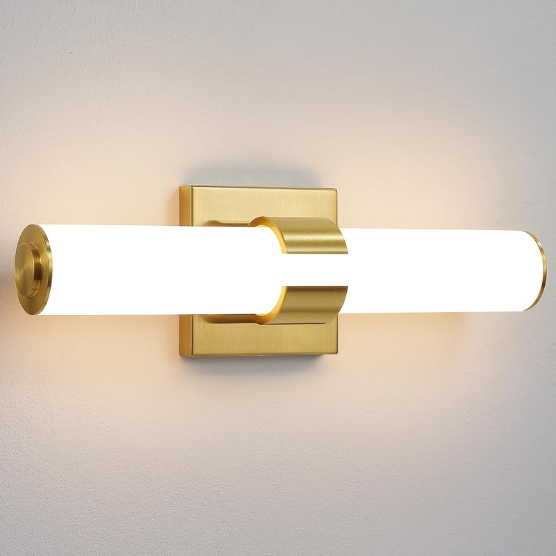 Modern LED Bathroom Vanity Light With Dimmable Acrylic Shade, Energy-Efficient Sconce For Indoor Spaces, Brushed Gold
