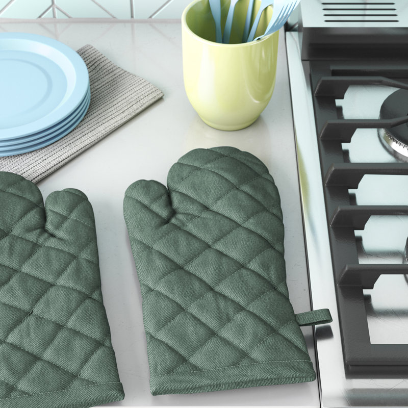 Wayfair Basics™ Taneytown Plain Oven Mitt Set, Sage