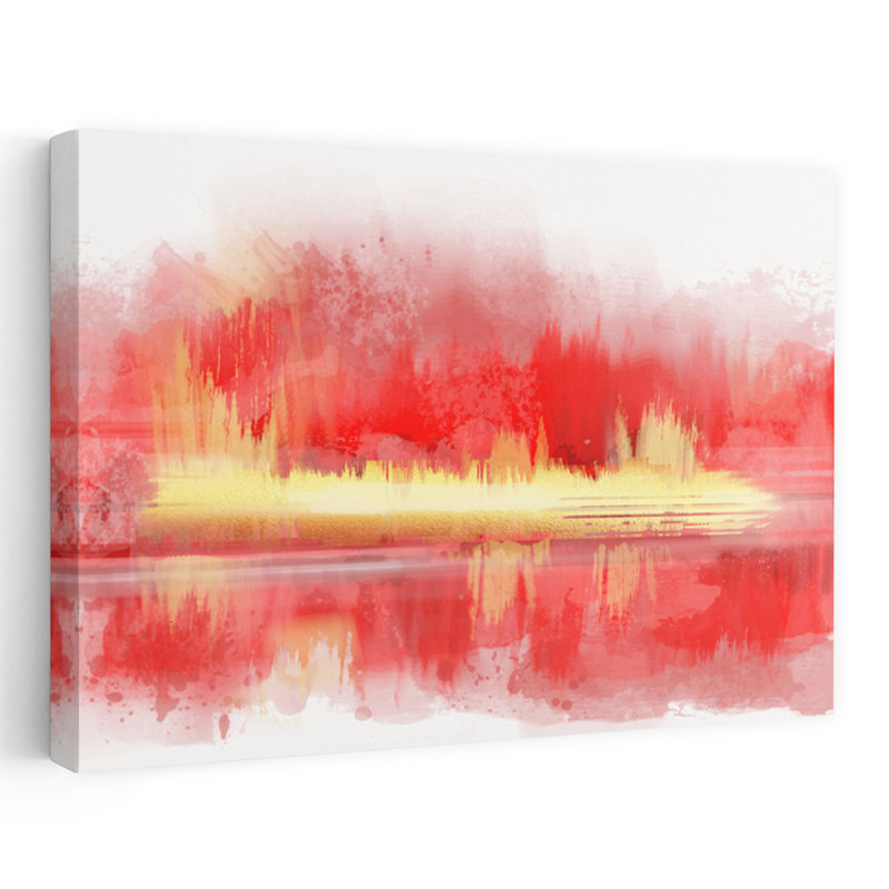 «Red Inferno», art moderne abstrait, paysage naturel, H 12 po x l 18 po