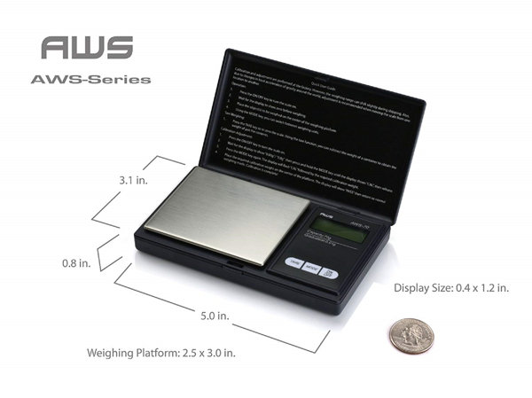 AWS-1KG Digital Pocket Scale, 1000 g x 0.1 g - Scales Plus