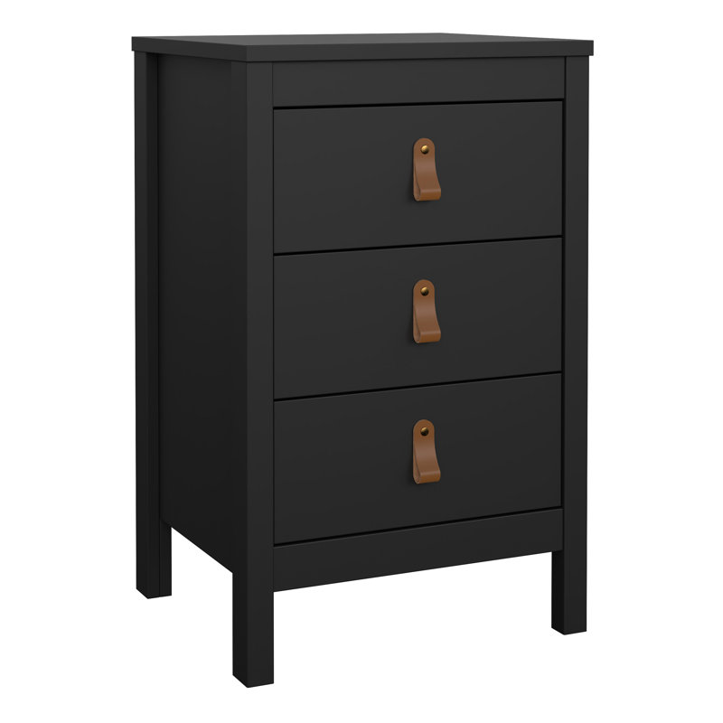 Ameiya 43.8cm W Manufactured Wood Bedside Table, Black