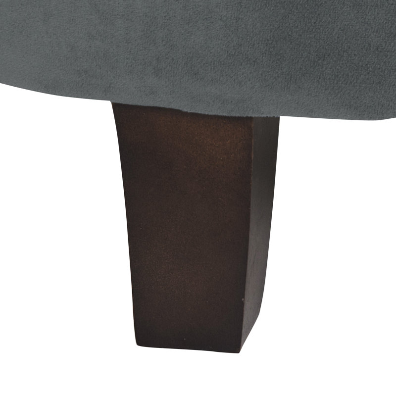 Repose-pieds rond capitonné avec rangement, Velours performance Bella Gunmetal Bella