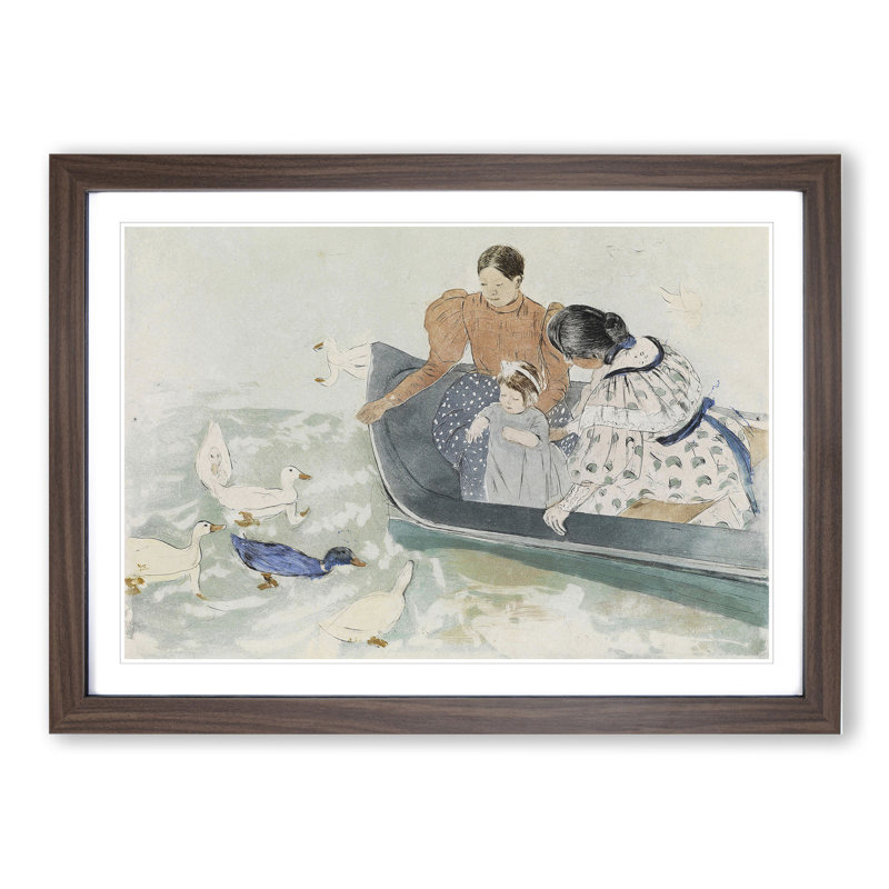 Feeding the Ducks by Mary Cassatt - Framed Print, Walnut Framed, 36cm H x 48cm W x 2cm D