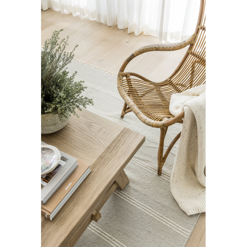 Hand Tufted Striped Area Rug in Blue, Rectangle 6'3" x 9'