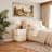 19”H Cream Champagne Leather Nightstand, French Inspired 2-Drawer End Table, Solid Wood & Quiet-Close-144258139