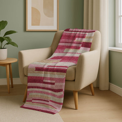 Addison Machine Washable Sherpa ASB766 Stripes Throw Blanket