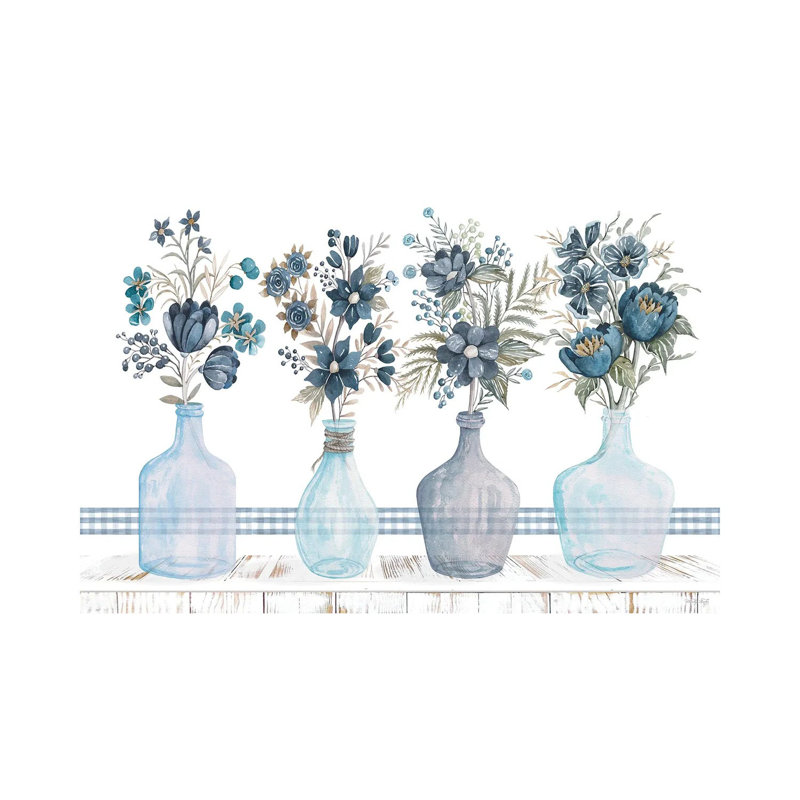 Feeling Blue Florals by Cindy Jacobs - Gallery-Wrapped Canvas Giclée on Canvas, Canvas, 20.32 cm H x 30.48 cm W