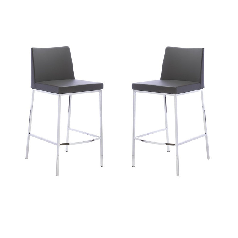 Donecia  Upholstered Counter Stool with Metal Frame, Black