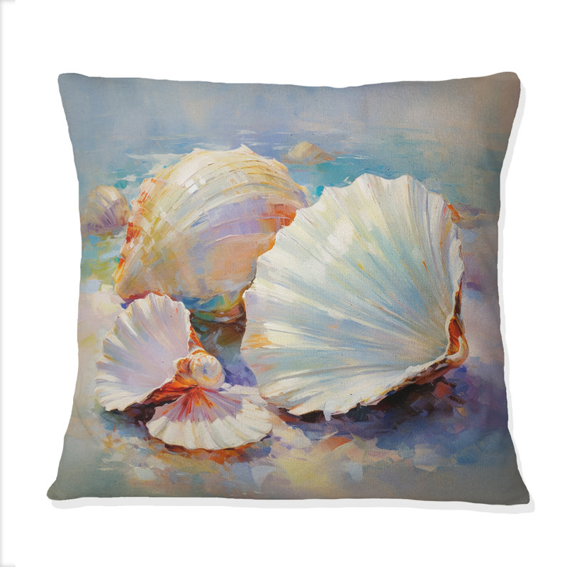 Coussin White Impressionist Seashells I - Seashell