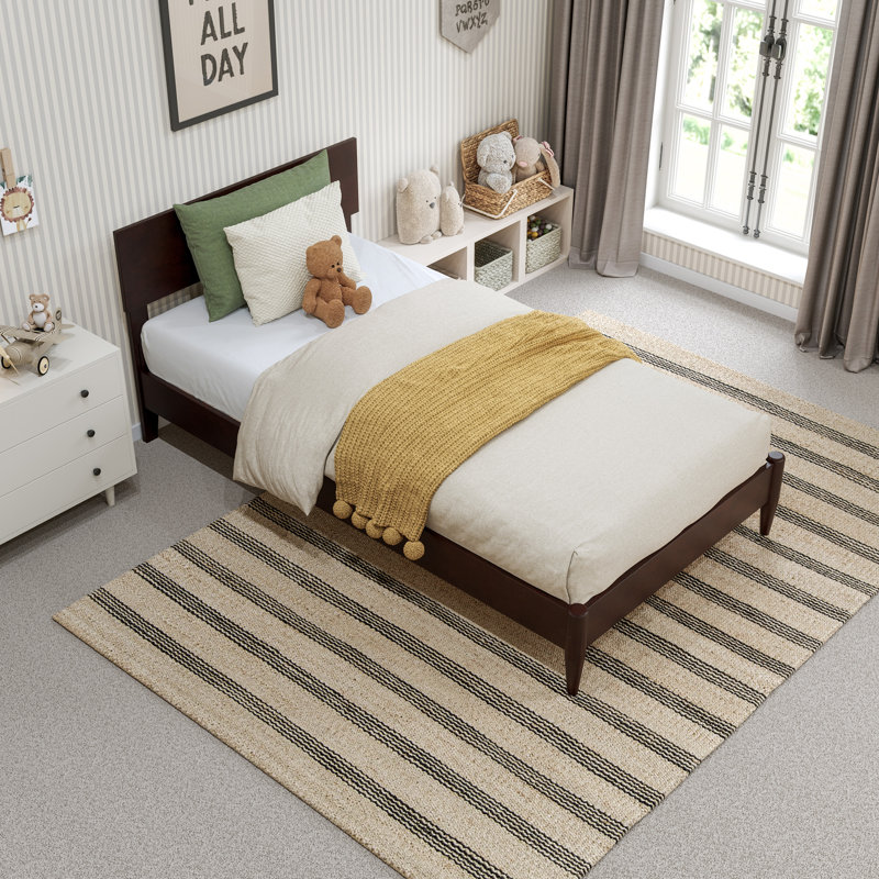 Amandaleigh Solid Wood Panel Bed, Espresso, Twin