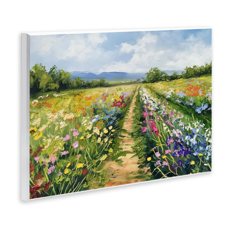  Bright Hued Wildflower Path Wall Plaque Art by LSR Design Studio, H 13 po x l 19 po
