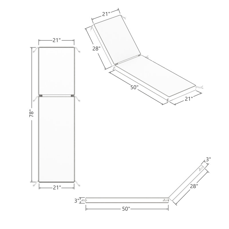 Sunbrella® Outdoor Chaise Cushion, 21" W x 78" D, Canvas Aruba