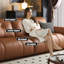 Canapé modulaire orange en cuir véritable-2145865863