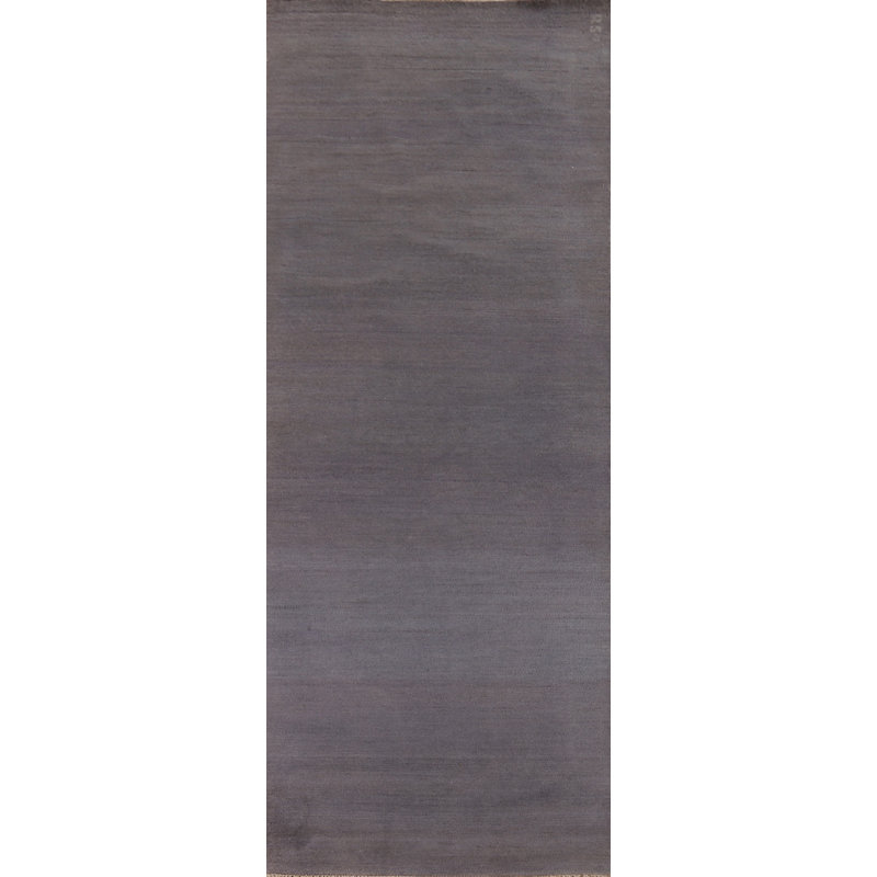 Tapis de couloir oriental gris et bleu moderne Gabbeh 3 x 11
