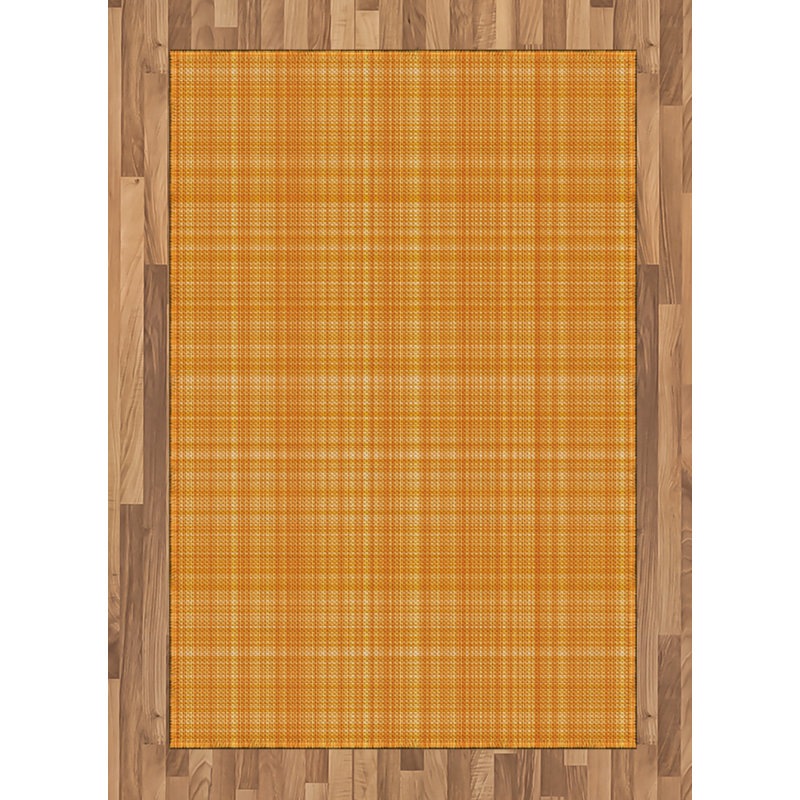 Tapis décoratif orange à haute densité de fibres longues en polyester, Rectangle— 4 pi x 5 pi 8 po